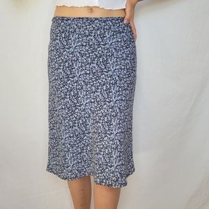 Vintage 90's Grunge Floral Midi Skirt, Plus Size